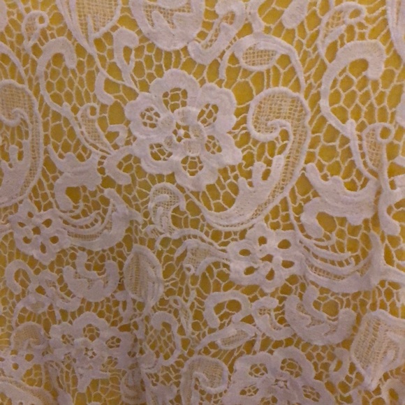 Anthropology Yellow w/ White Lace Overlay Peplum - Picture 3 of 4